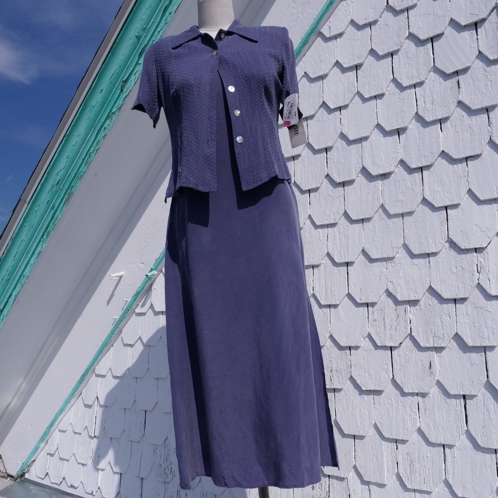 NWT deadstock vintage 90s K Petite sand washed rayon dress top set